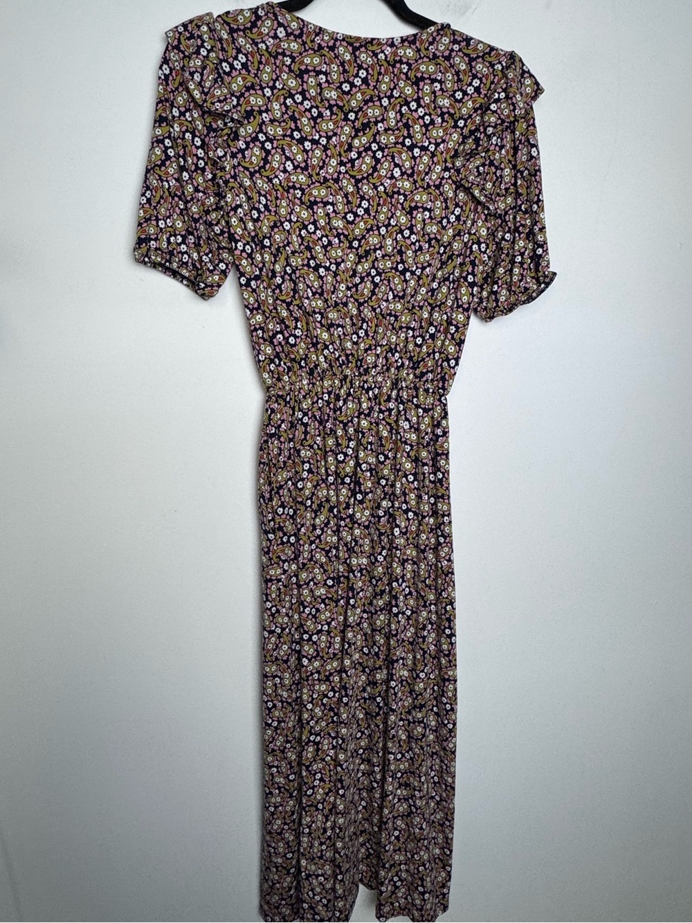BODEN Paisley Print Ruffle Jersey Midi Dress Citronelle Multi 4L - Picture 6 of 12